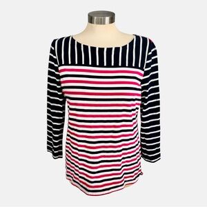 Talbots Striped 3/4 Sleeve Top